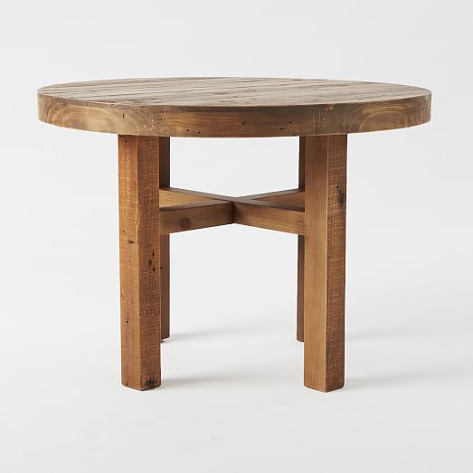 Emmerson Reclaimed Wood Round Dining Table, Rustic Reclaimed Wood Round Dining Table