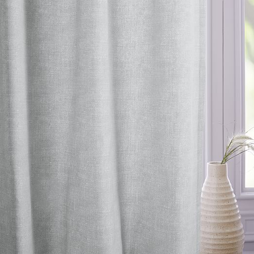 2 West Elm Cotton Canvas chambray printed drapes platinum 48 84 New w tag 