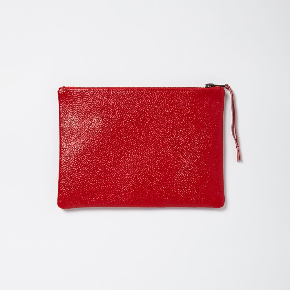 Solid Leather Zipper Case Small West Elm