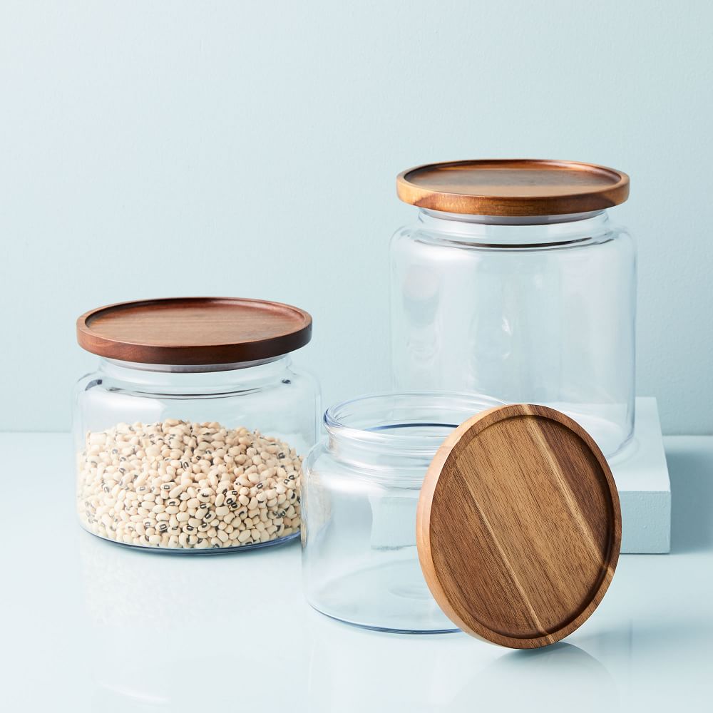 Glass Jars w/ Acacia Lids, Kitchen Storage Solutions West Elm