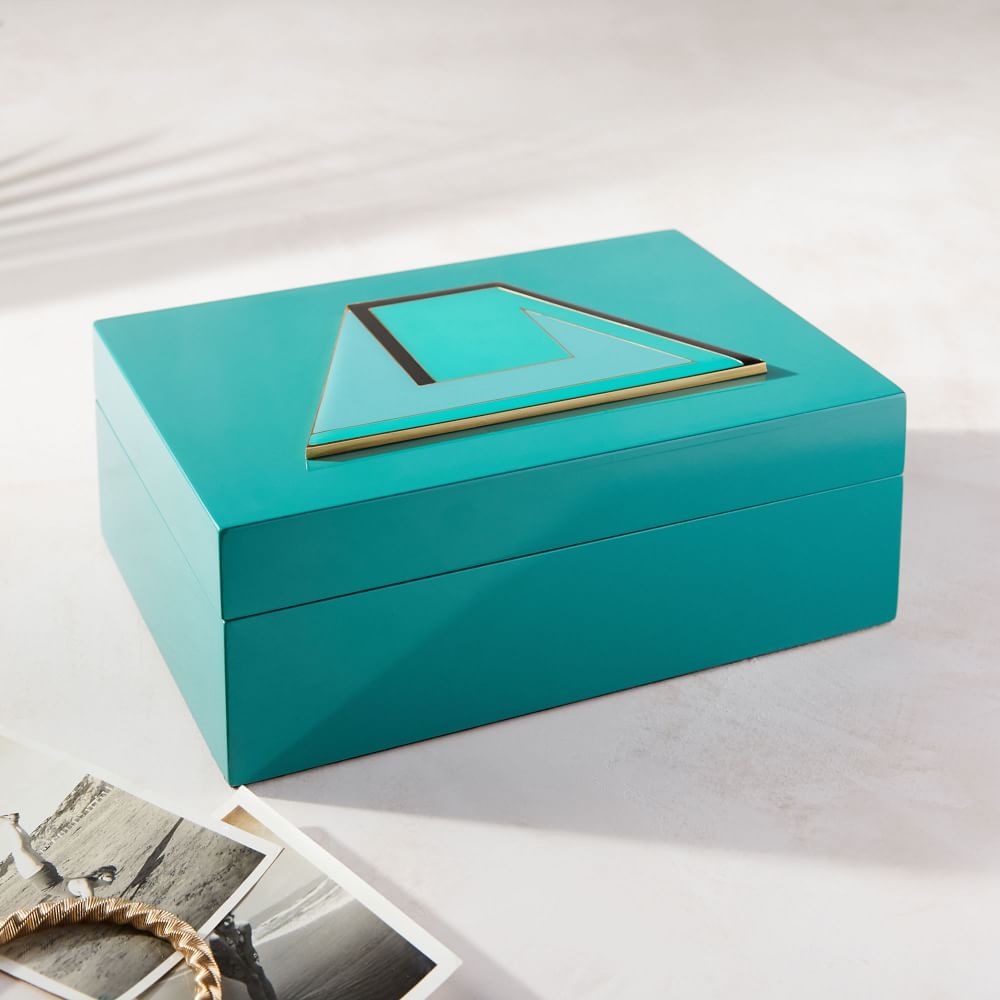 Colorblock Decorative Box Medium (Teal), Jewelry Organization West Elm