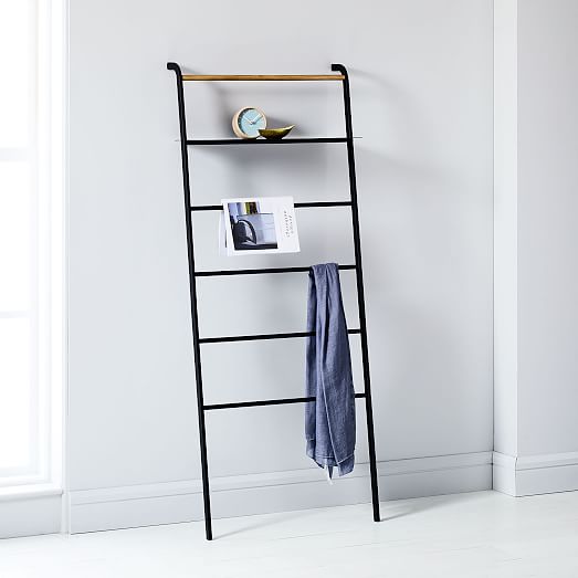 Leaning Ladders With Shelves Bathroom, West Elm Bookcase Ladder Racks