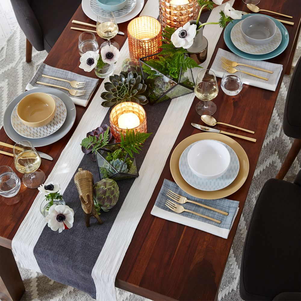 Center Stripe Woven Table Runners West Elm