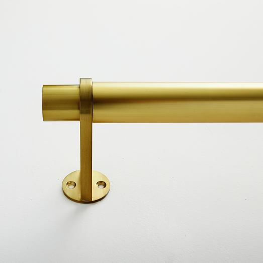 Simple Metal Curtain Rod Antique Brass, Brushed Gold Shower Curtain Pole