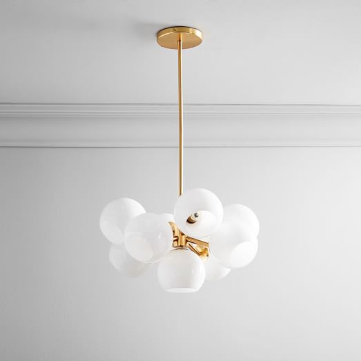 Staggered Glass 9 Light Chandelier 23 Milk Staggered Glass 9 Light Chandelier 23, Brass Milk Glass Chandelier
