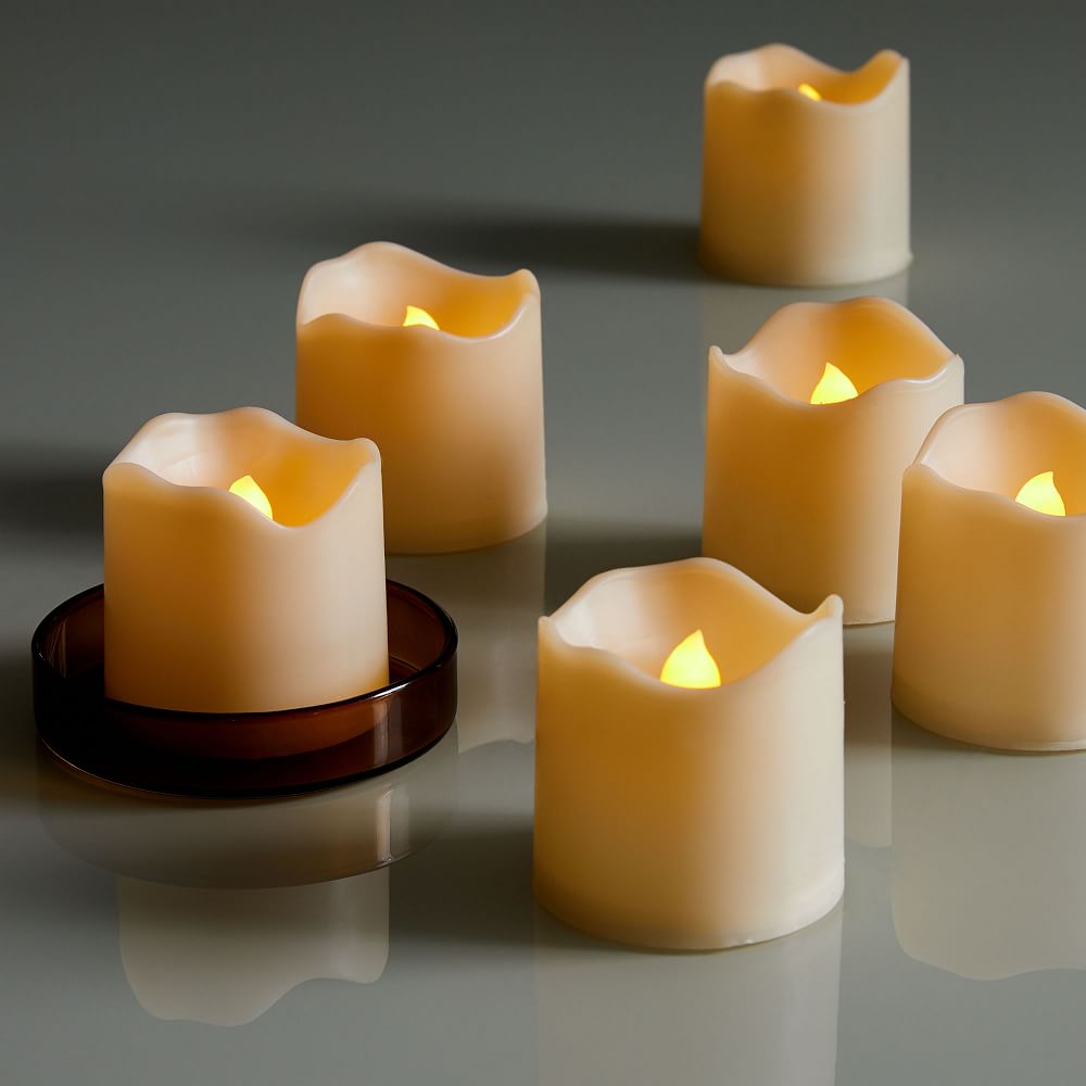 Premium Flameless Wax Dipped Votive Candles (Set of 6) West Elm