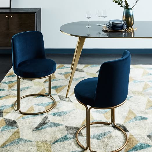 West elm blue velvet chair clearance