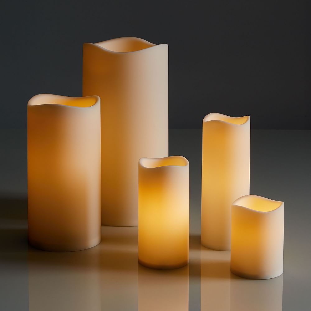 Indoor/Outdoor Flickering Flameless Pillar Candles West Elm