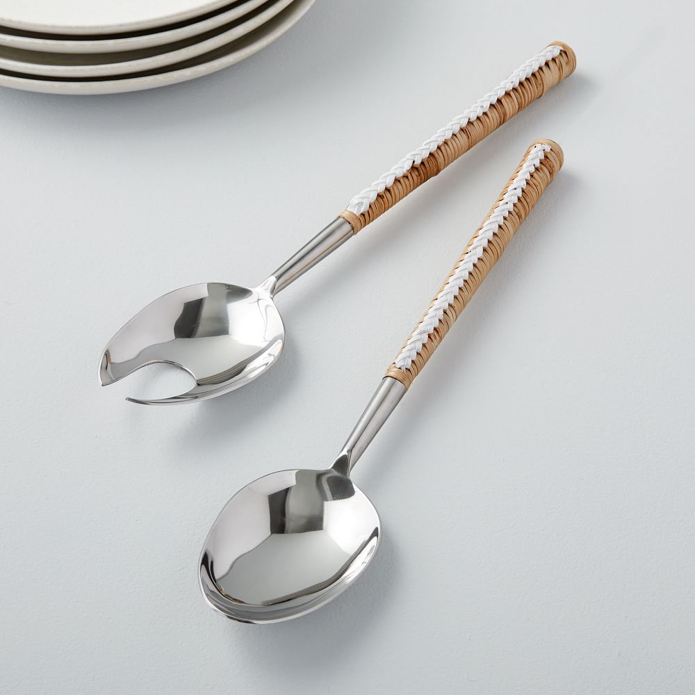 Rattan Wrapped Salad Servers (Set of 2) West Elm