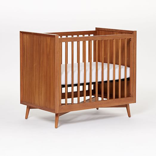 Mid-Century Mini Baby Crib + Mattress 