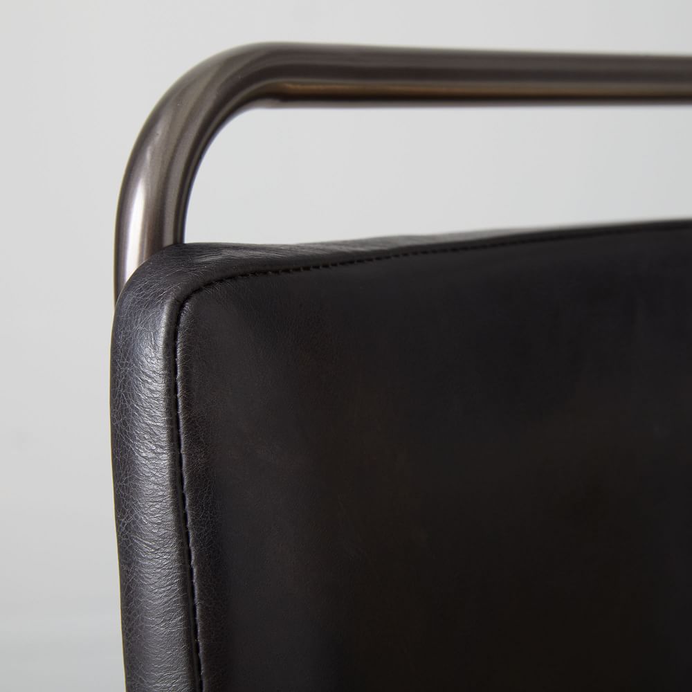 Industrial Cantilever Leather Dining Chair West Elm