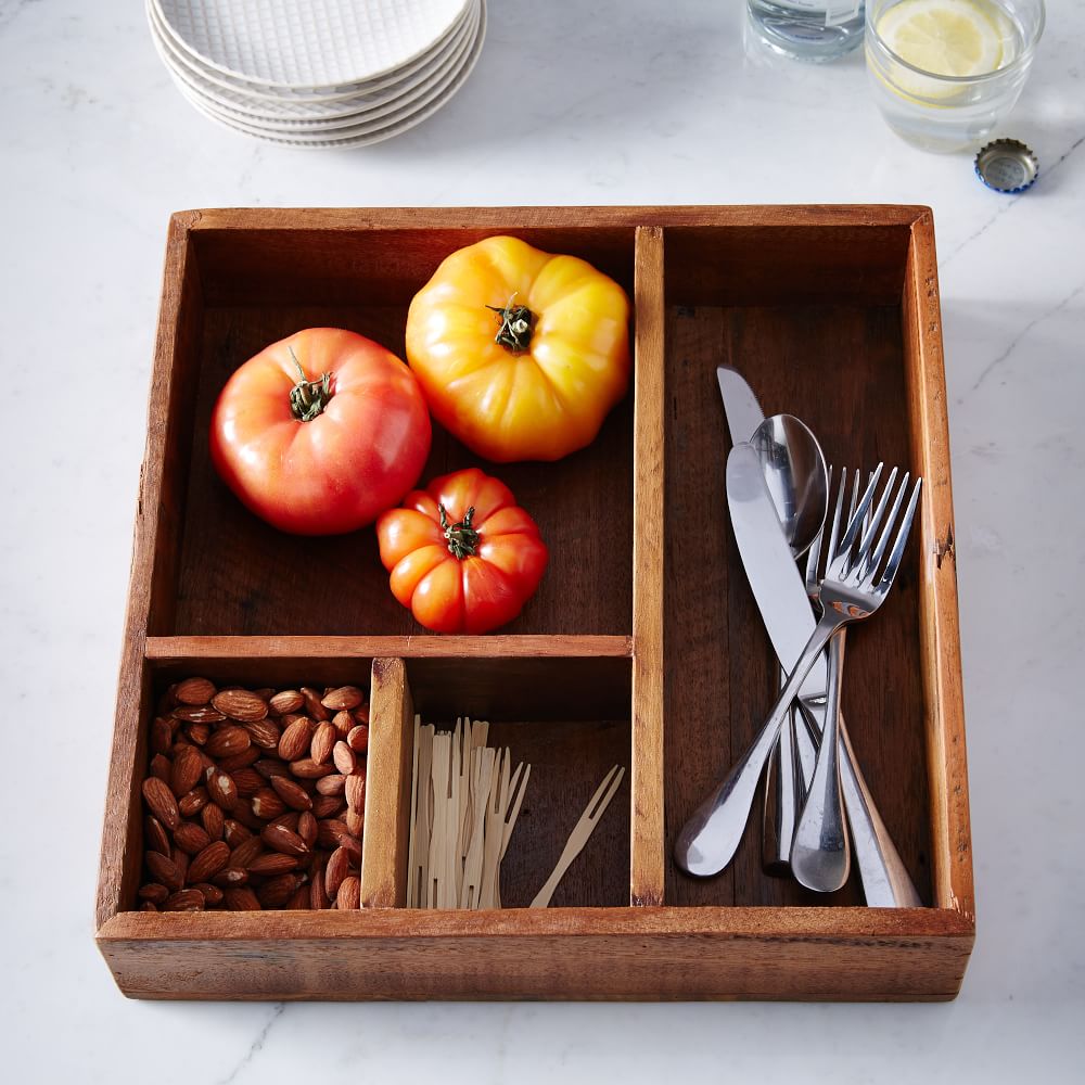 Reclaimed Wood Organizer Tray, Kitchen Storage Solutions West Elm