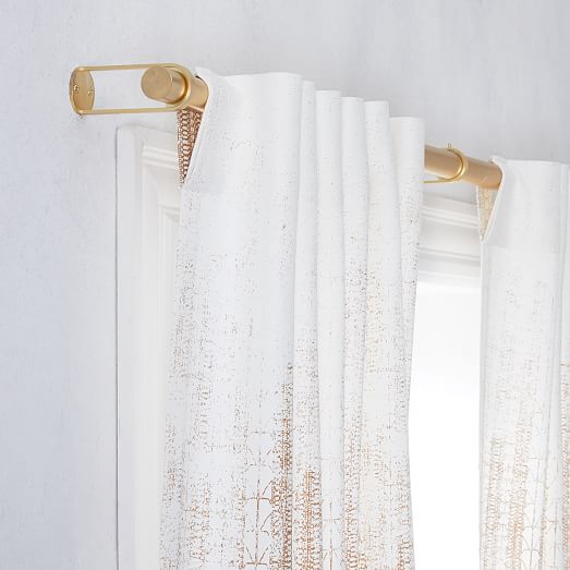 West Elm Echo Print Curtain Drapes 84x48 in 2 Panels Inside Gold Dust 