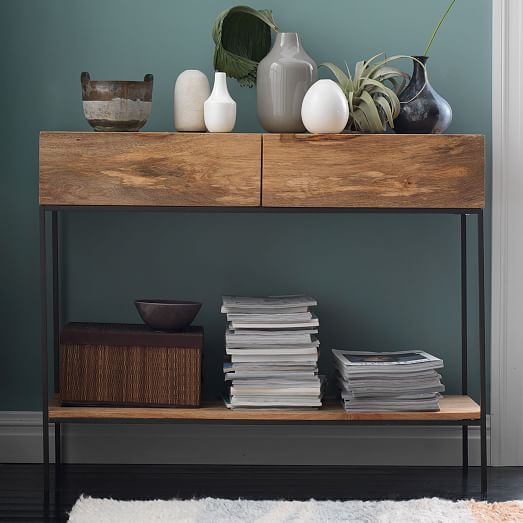 Industrial Storage Entryway Console, Industrial Console Table West Elm