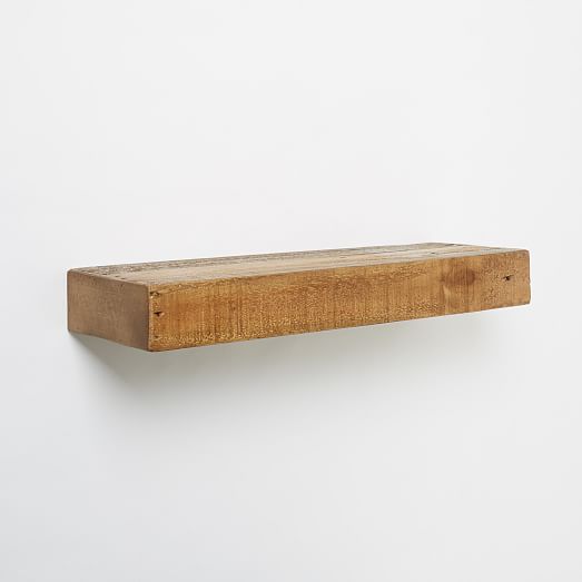Reclaimed Solid Pine Floating Shelf, Reclaimed Barnwood Wall Shelves