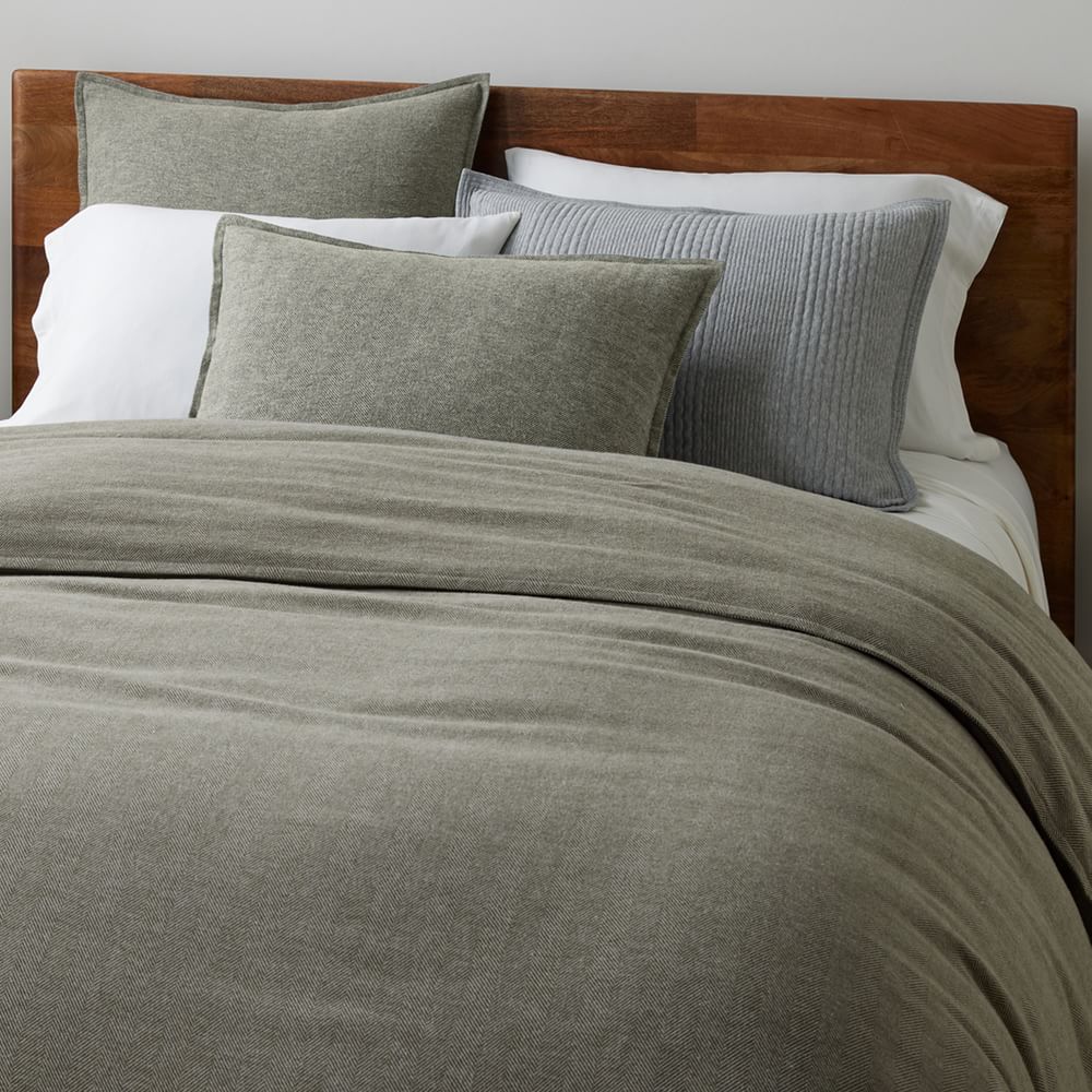 Organic Flannel Herringbone Duvet Cover & Shams West Elm