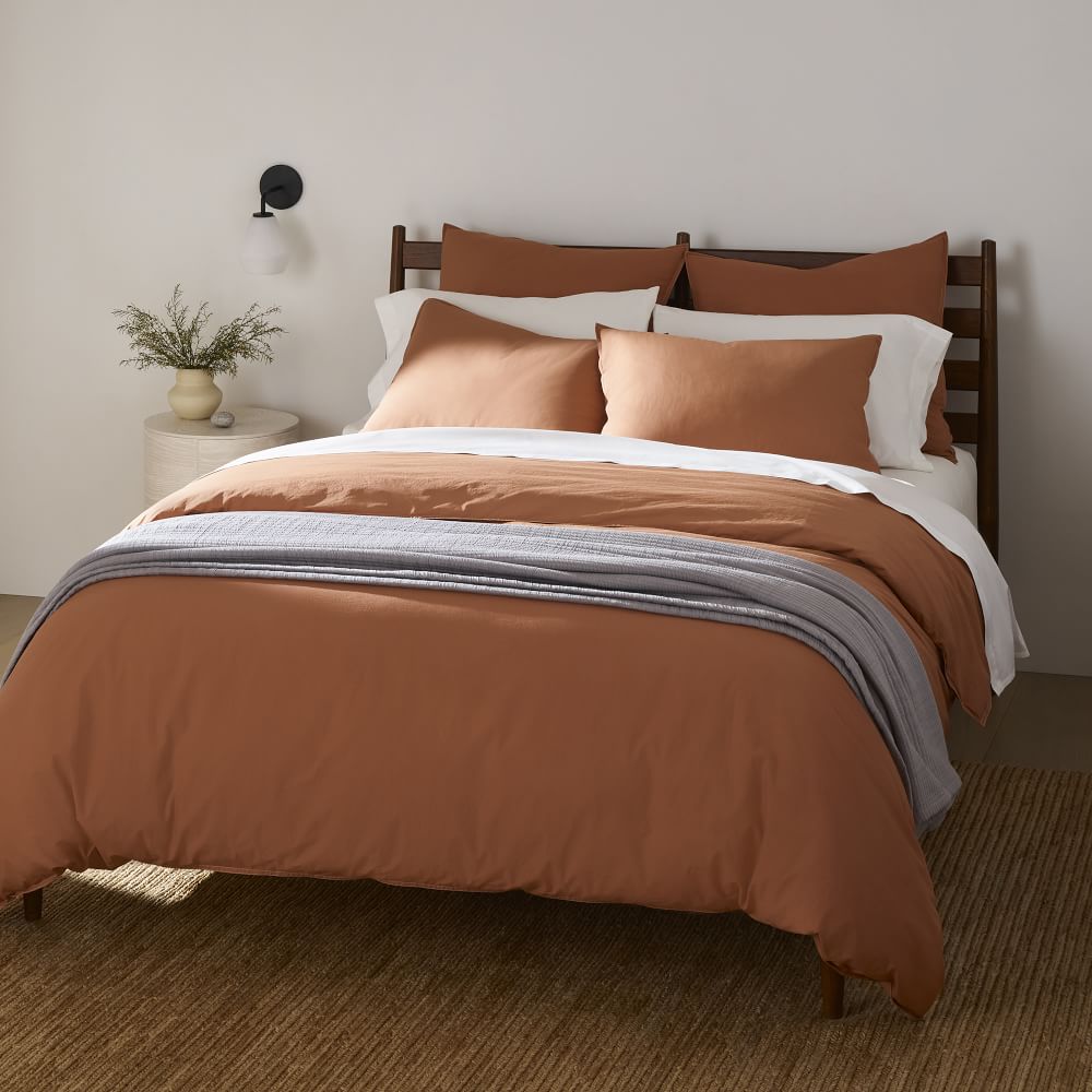 Organic Washed Cotton Percale Duvet Cover & Shams | West Elm