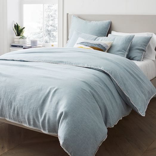 pom pom linen duvet cover