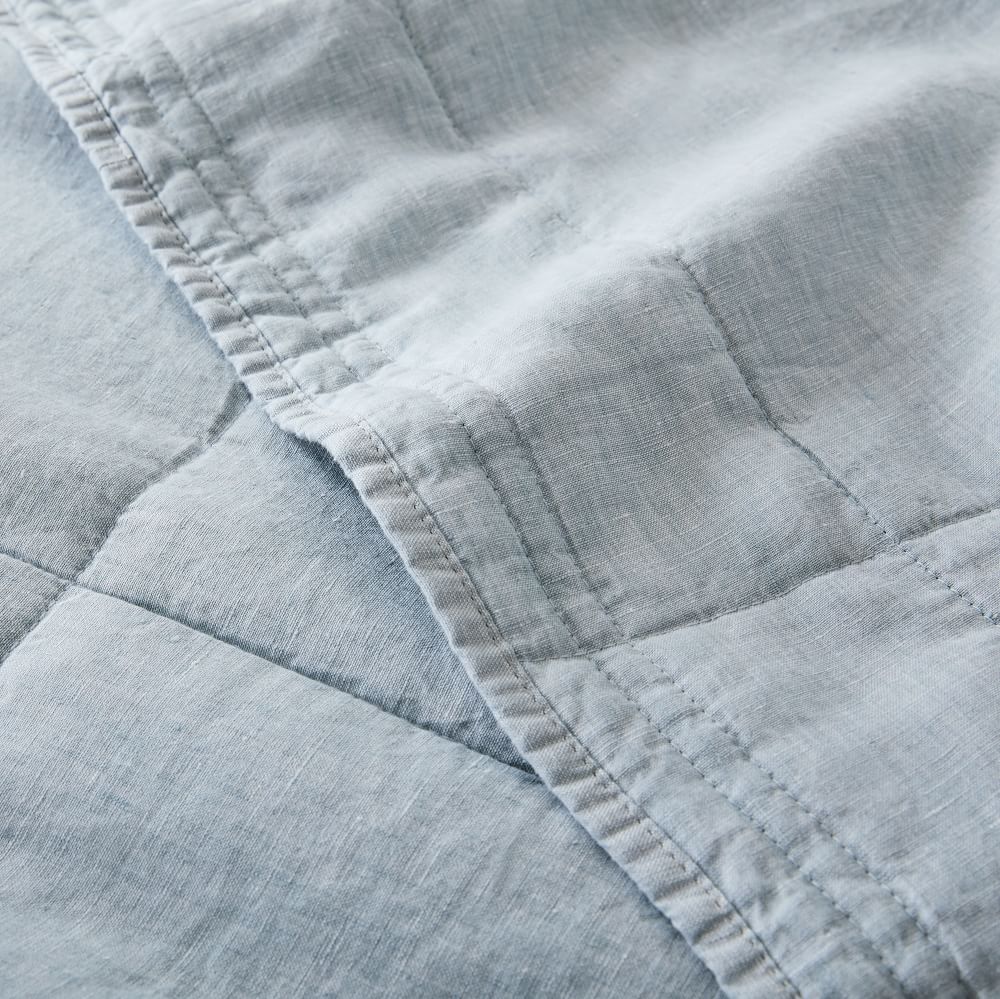 European Flax Linen Box Stitch Quilt & Shams | West Elm