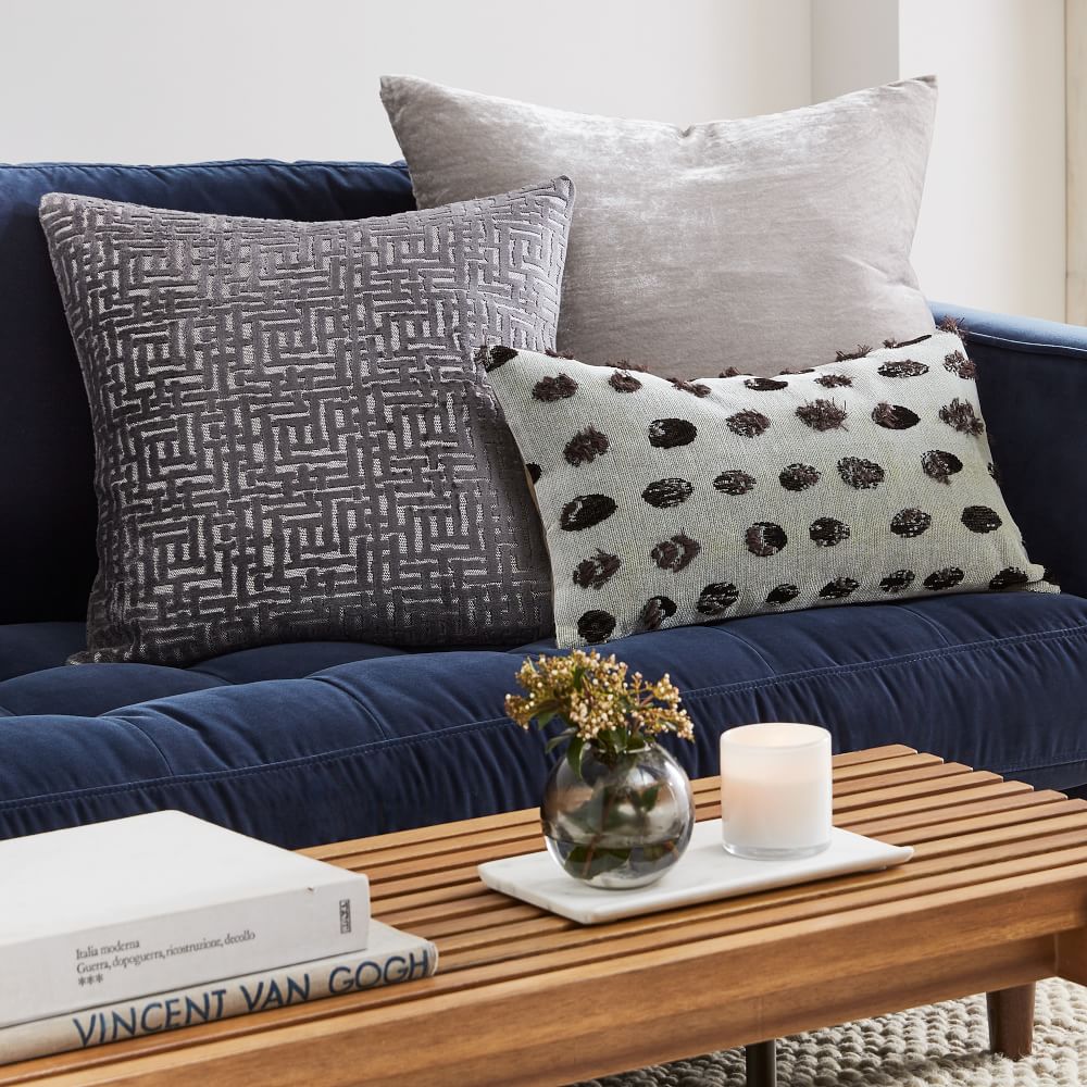 Allover Crosshatch Jacquard Velvet Pillow Cover West Elm
