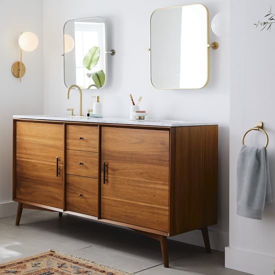 Mid-Century Double Bathroom Vanity (63") - Acorn | West Elm