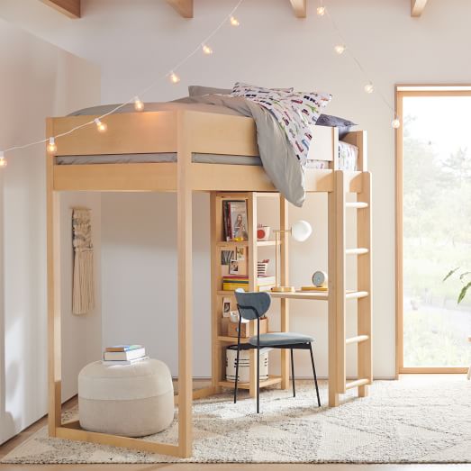 Nash Loft Bed W Desk Natural, Twin Loft Bed With Desk And Storage Pottery Barn