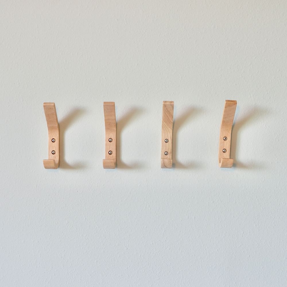 Modern Home by Bellver Wooden L-Shaped Double Wall Hooks - Set of 4 ...