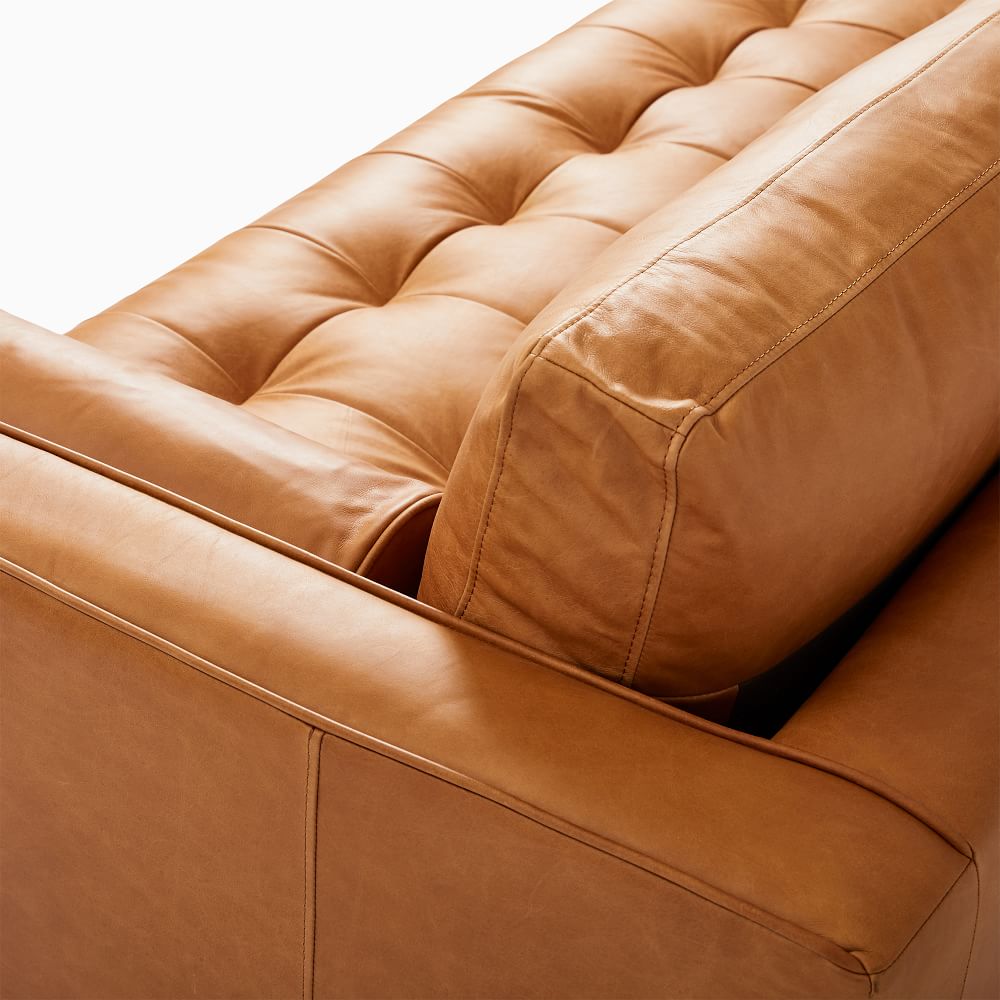 Dennes Leather 2 Piece Chaise Sectional Sofa With Chaise West Elm