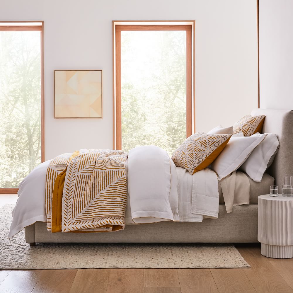 Reverse Applique & Linen Layered Bedding Look West Elm