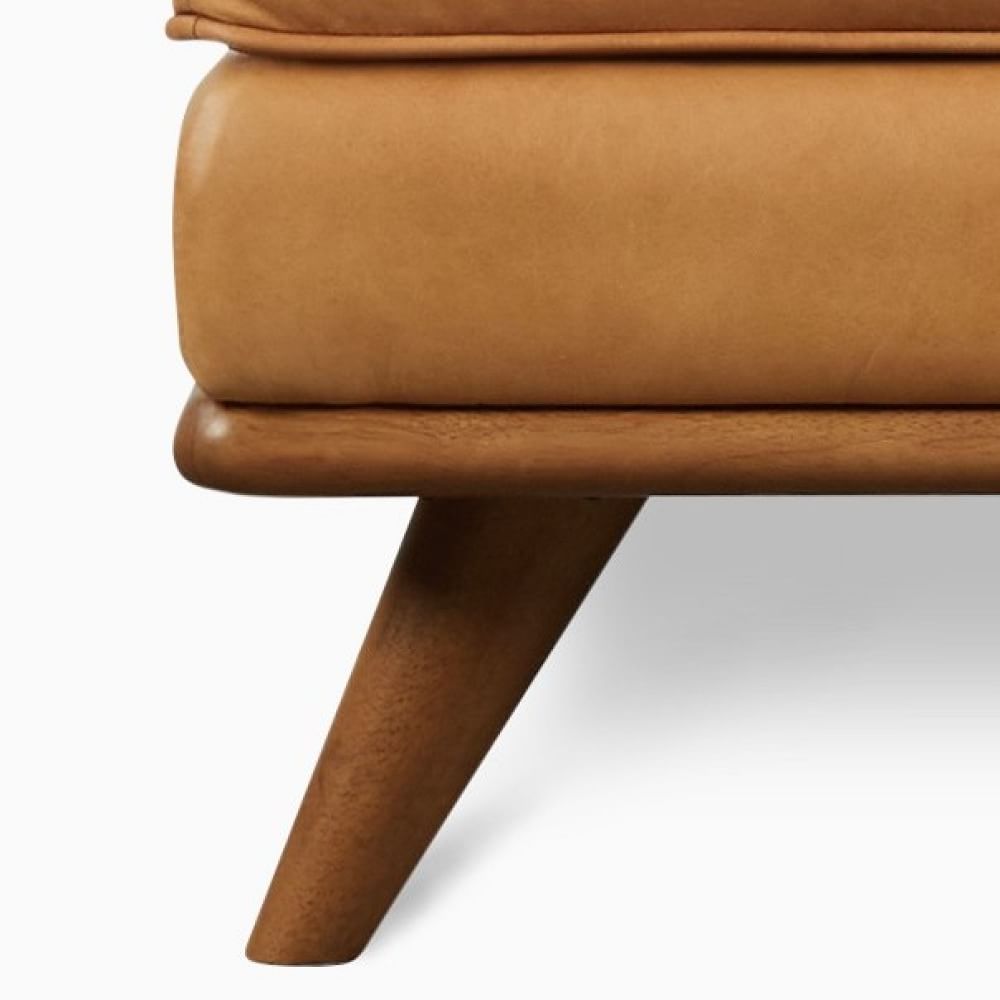 Zander Leather Ottoman | West Elm