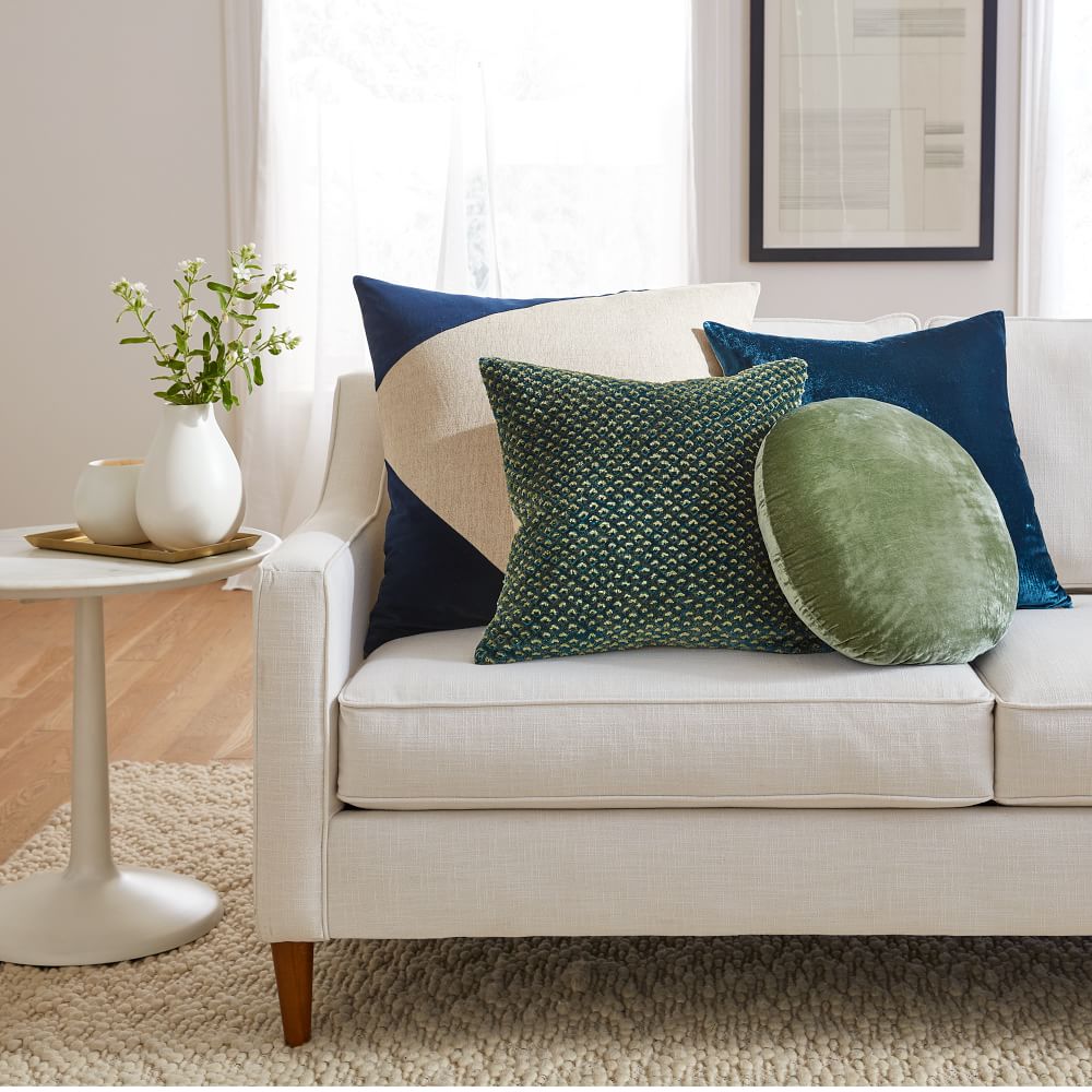 Cotton Linen & Velvet Corners Pillow Cover (24"x24") West Elm