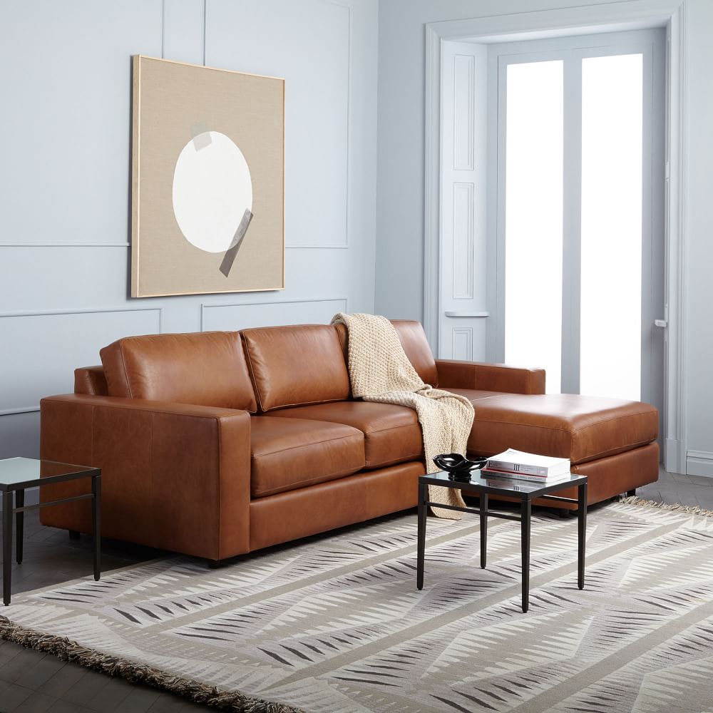 Urban Leather 2 Piece Chaise Sectional | Sofa With Chaise | West Elm