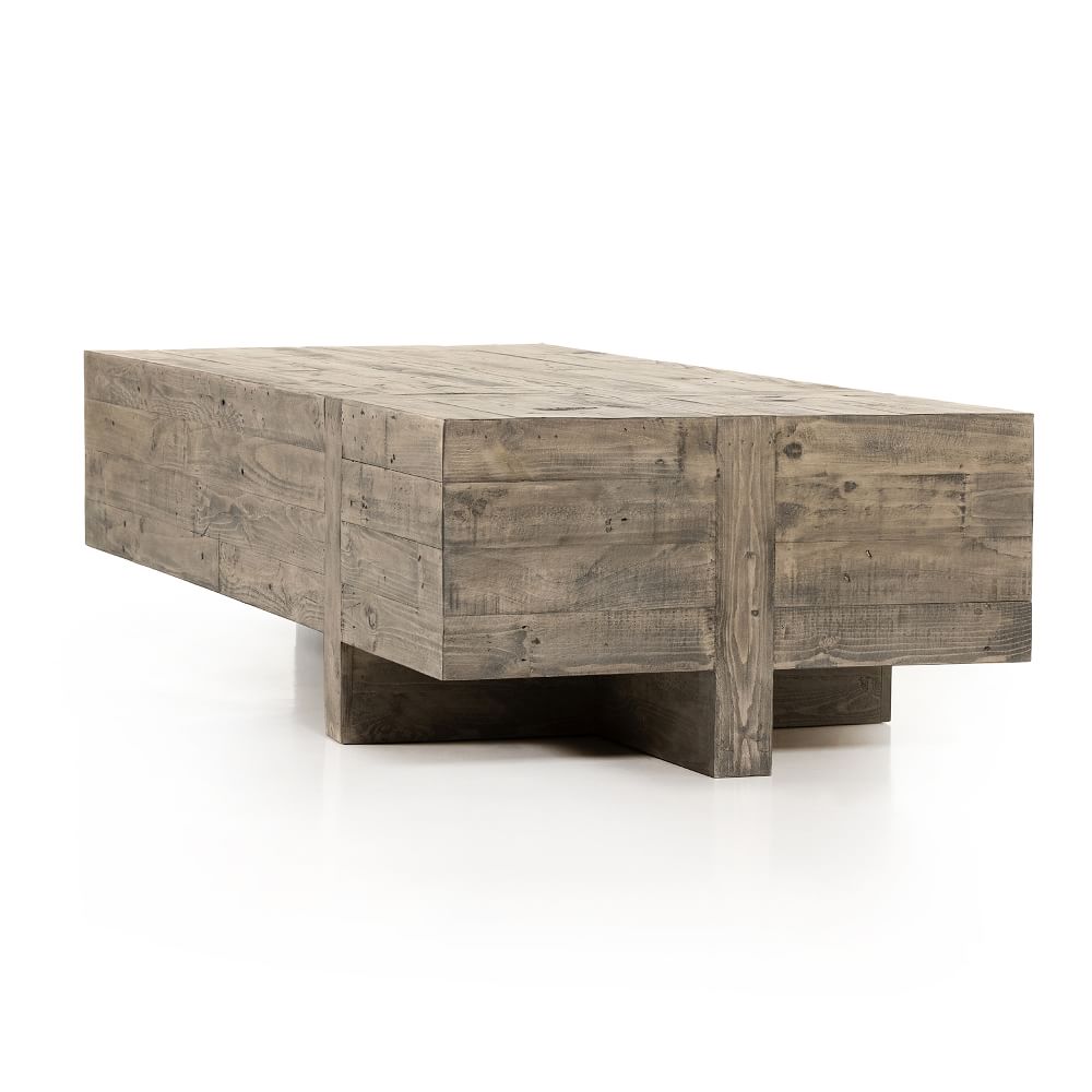 Reclaimed Pine Block Coffee Table Natural West Elm