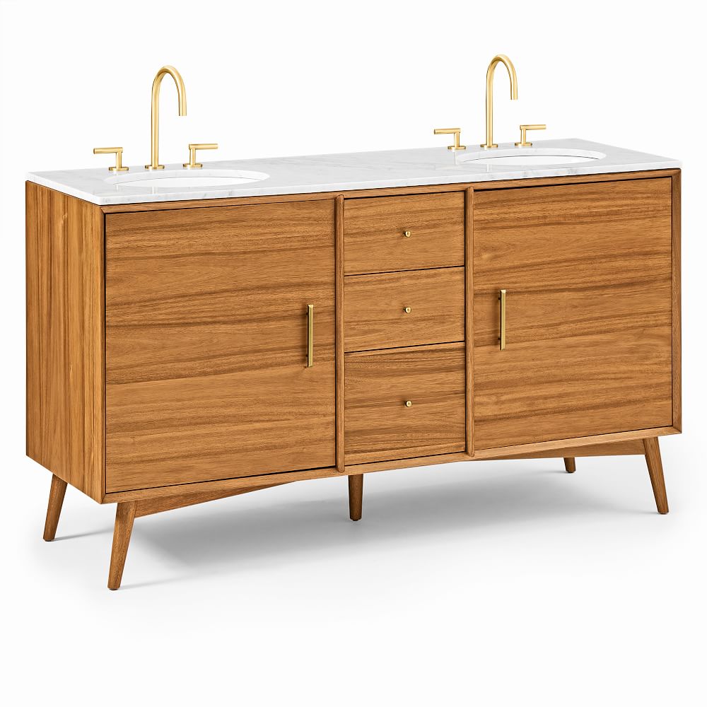 Mid-Century Double Bathroom Vanity (63") - Acorn | West Elm
