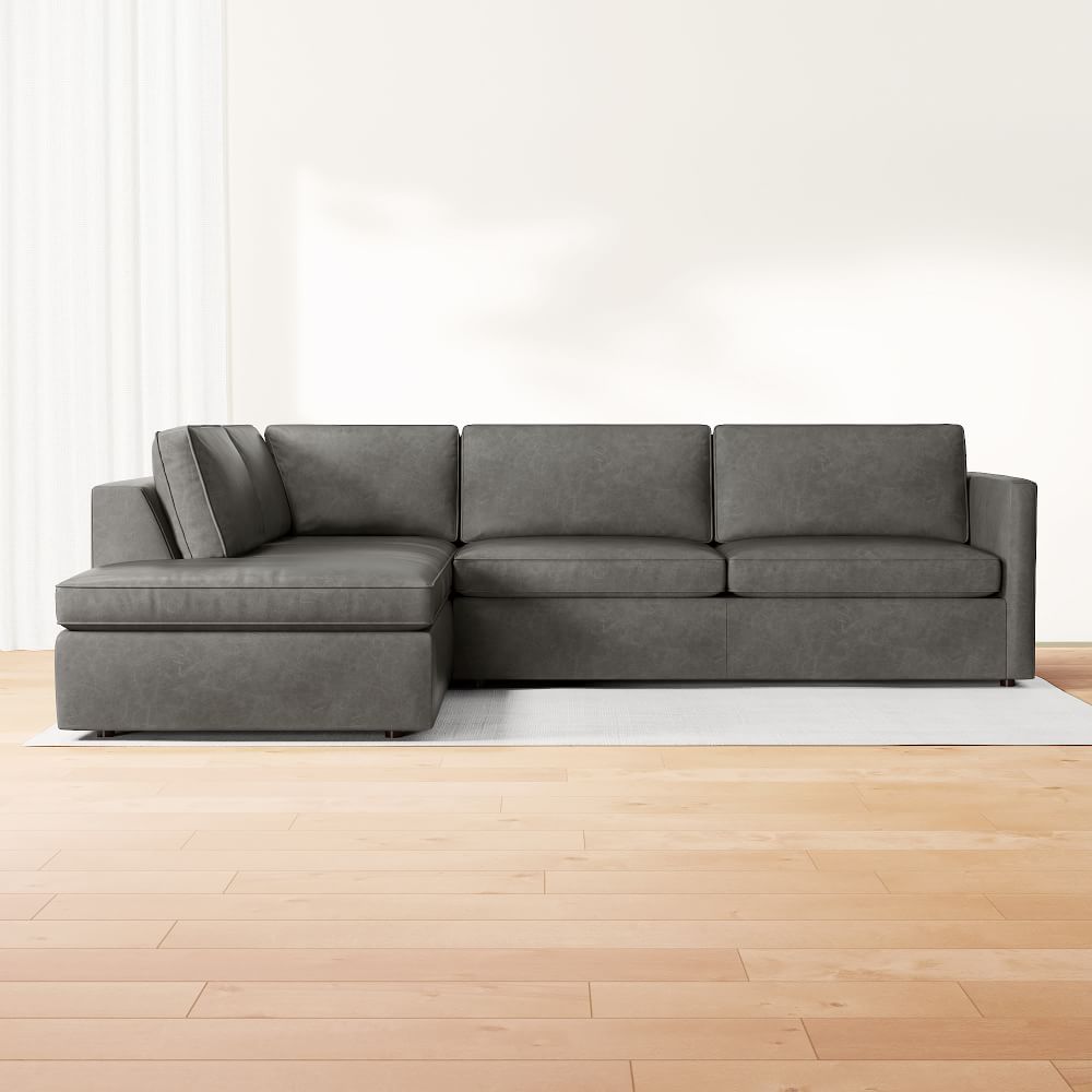 Harris Leather 2-Piece Sleeper Sectional w/ Bumper Chaise (111") | West Elm