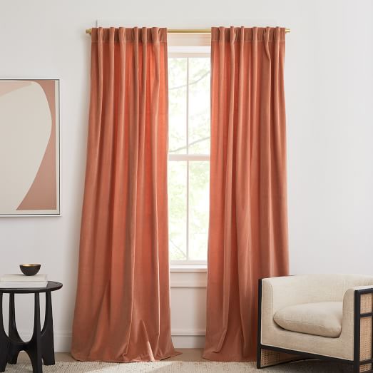 Cotton Velvet Curtain - Slate | West Elm