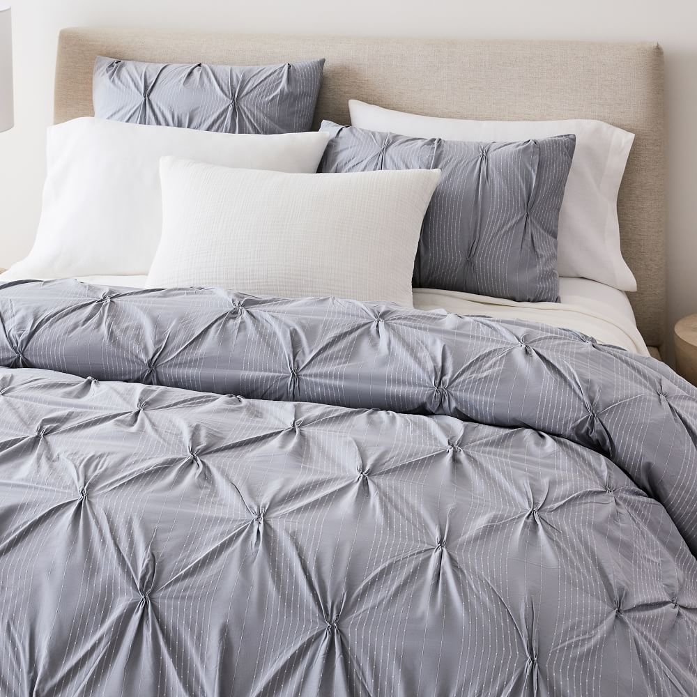 Organic Cotton Striped Pintuck Duvet Cover & Shams West Elm