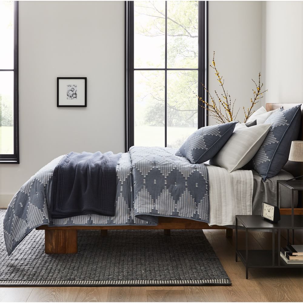 Clipped Diamond Chambray Comforter & Shams West Elm