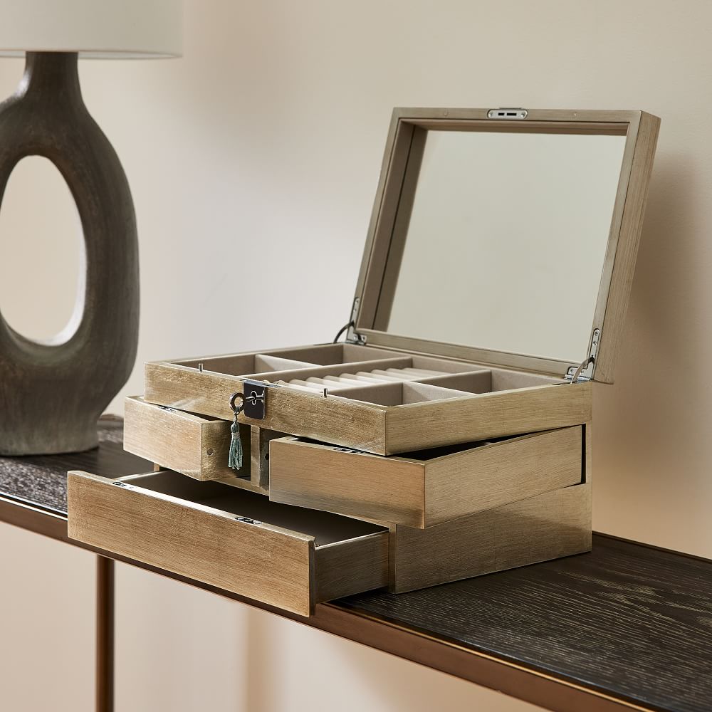 Grand Antique Silver Lacquer Jewelry Box West Elm