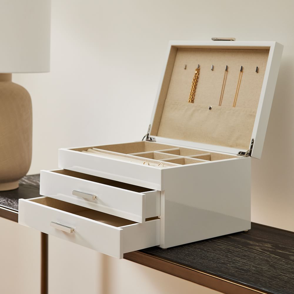 MidCentury White Lacquer Jewelry Box Grand West Elm