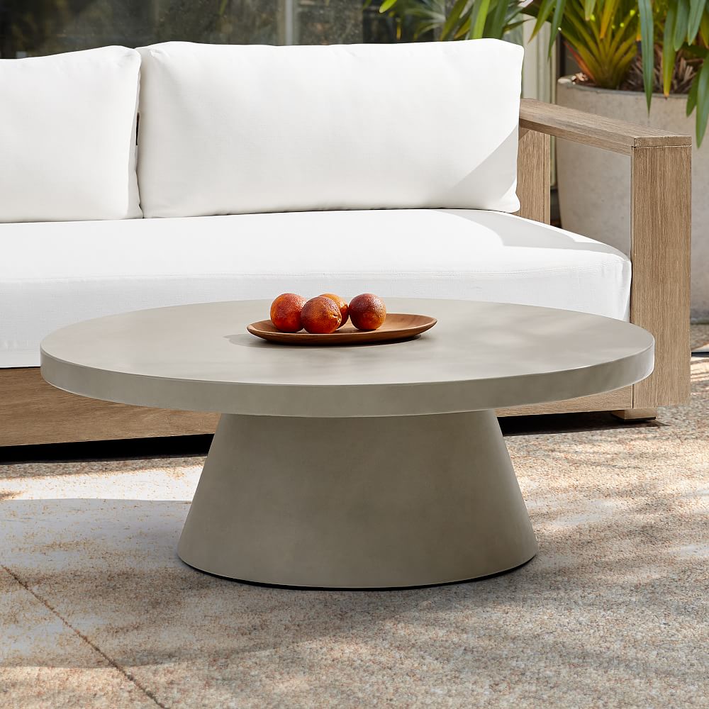 Concrete Pedestal Outdoor Round Coffee Table (32"–44") | West Elm