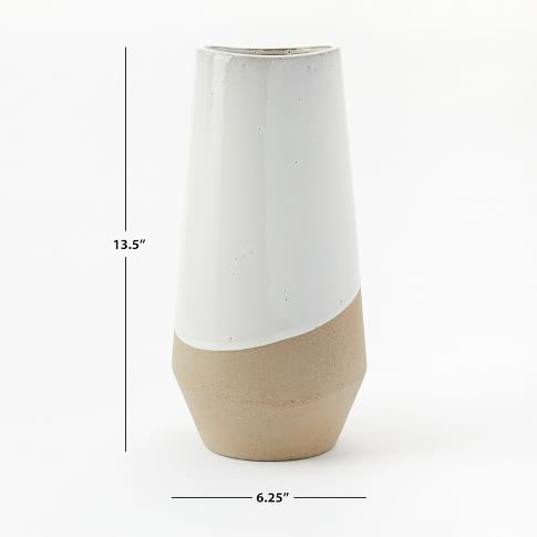 Half-Dipped White Stoneware Vases | West Elm