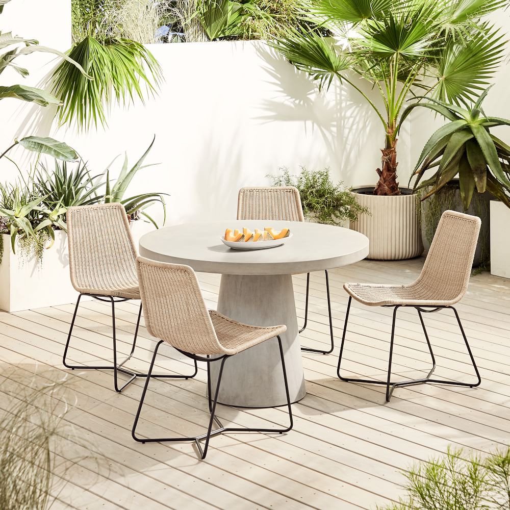 Concrete Indoor/Outdoor Pedestal Round Dining Table (32"–60") | West Elm