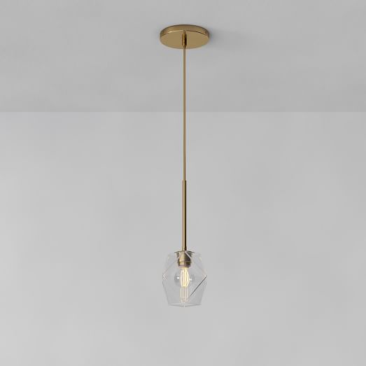 Sculptural Glass Faceted Pendant Light 
