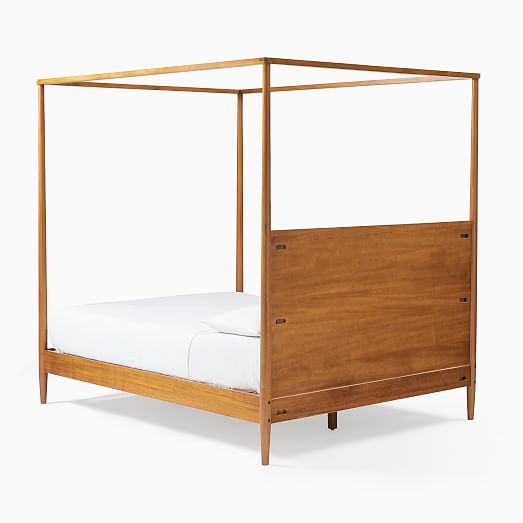 Mid Century Canopy Bed, Wooden Canopy Bed Frame Queen