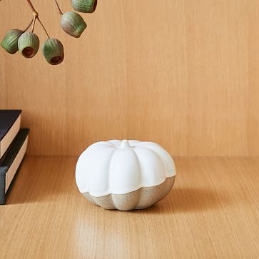 Half Dipped Pumpkin Objects, White, Ceramic, Small