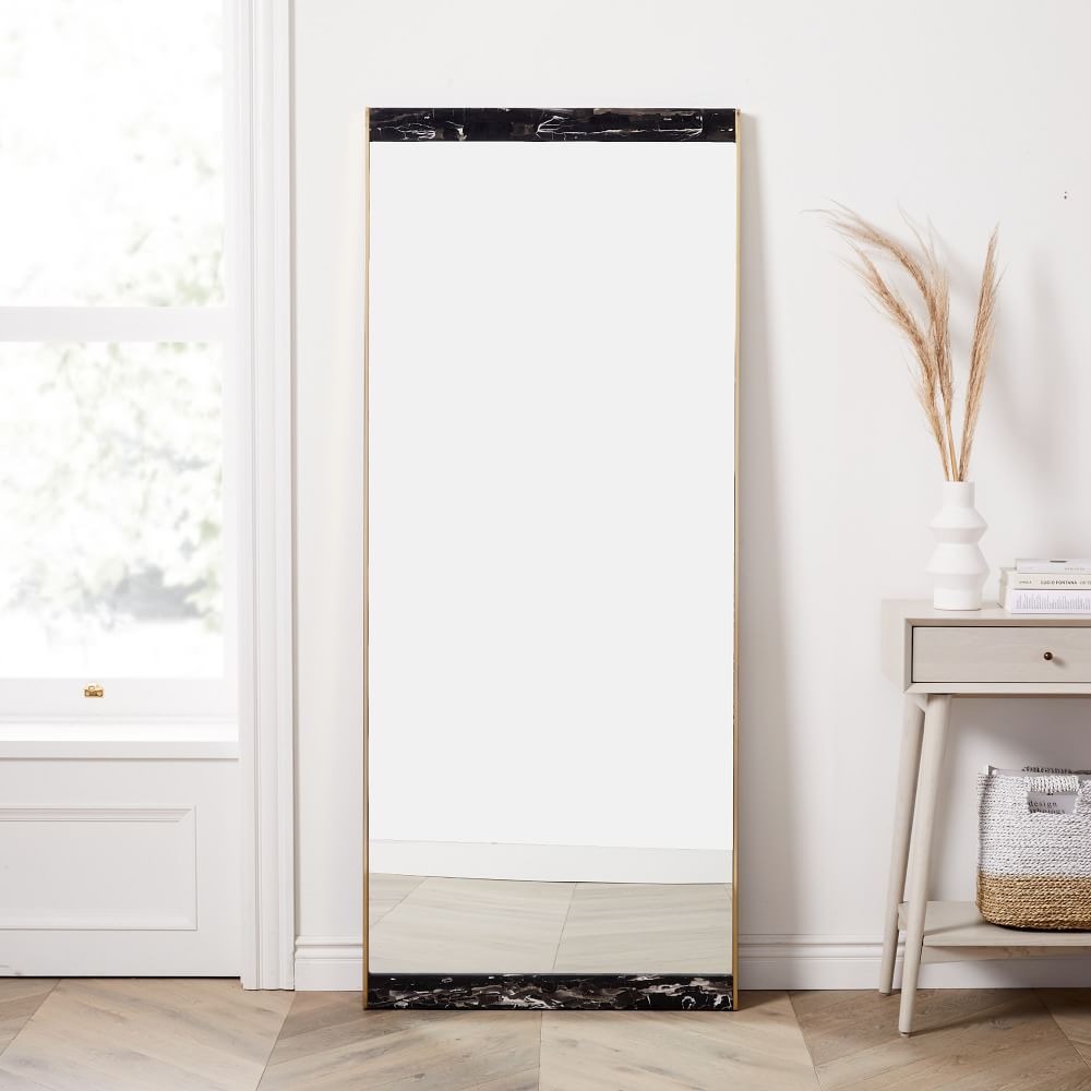 Marble & Brass Floor Mirror - 30