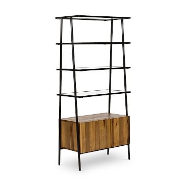 Mixed Wood & Glass Bookcase | West Elm