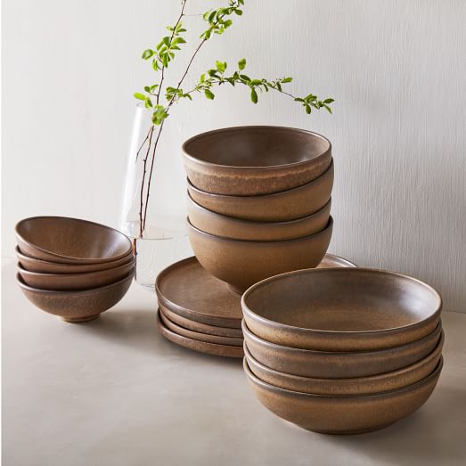 brown pottery dinnerware