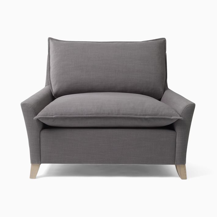 west elm bliss down filled chair and a half